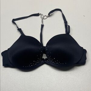 La SENZA Black Rhinestone-Accented Push-Up Bra